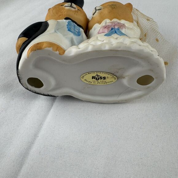 Russ Berrie Vintage Ceramic Wedding Bears Figurine Item 5504 Philippines 3”x3” - Picture 5 of 6